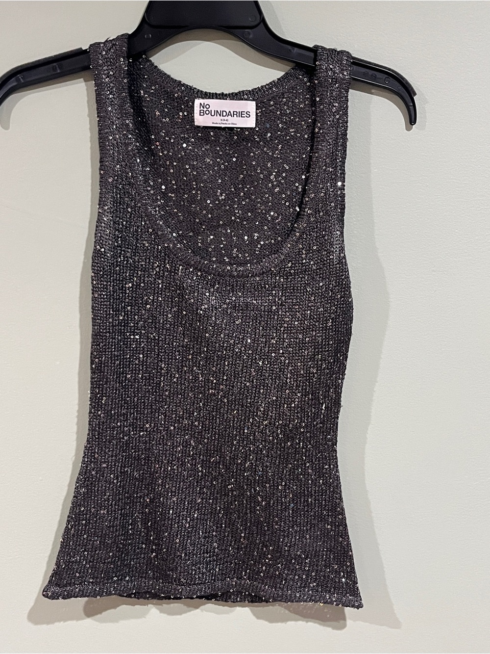 No Boundaries Charcoal Sparkle Tank Top